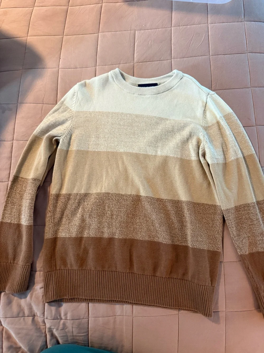 Boys Striped Crewneck Sweater in Neutral Tones size medium
